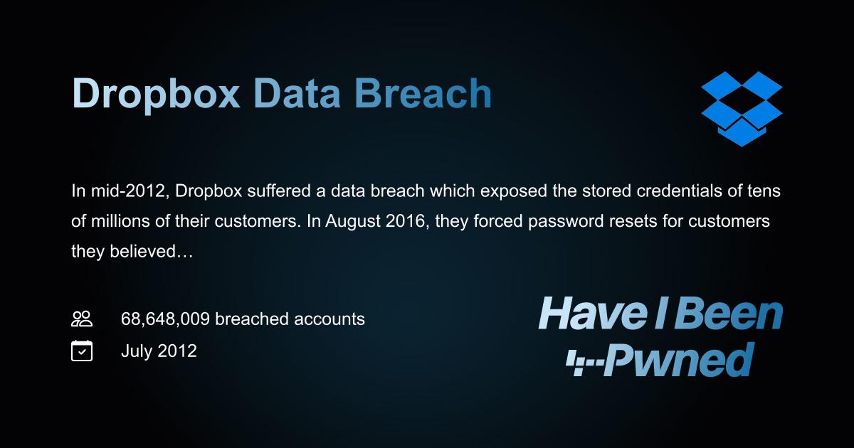 Dropbox Data Breach — Have I Been Pwned